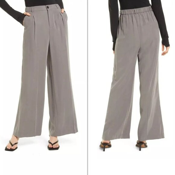 OPEN EDIT Twill Wide Leg Trousers Nordstrom Size S High Rise Relaxed Fit - Picture 1 of 10